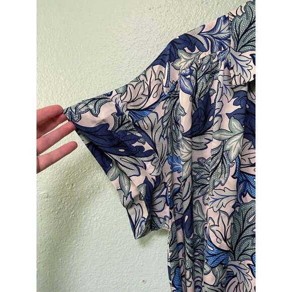 Lane Bryant Women's Plus Size Blue Pattern Midi Dress with Belt Size 24 - Picture 4 of 11